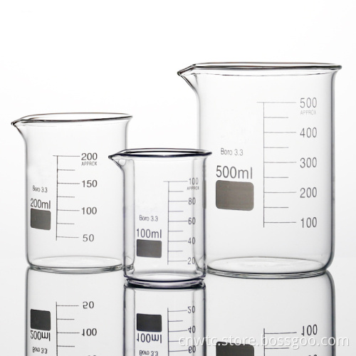 High Borosilicate Glass Beakers in Various Sizes: 250ml, 500ml, and 1000ml with Graduation for Laboratory Use